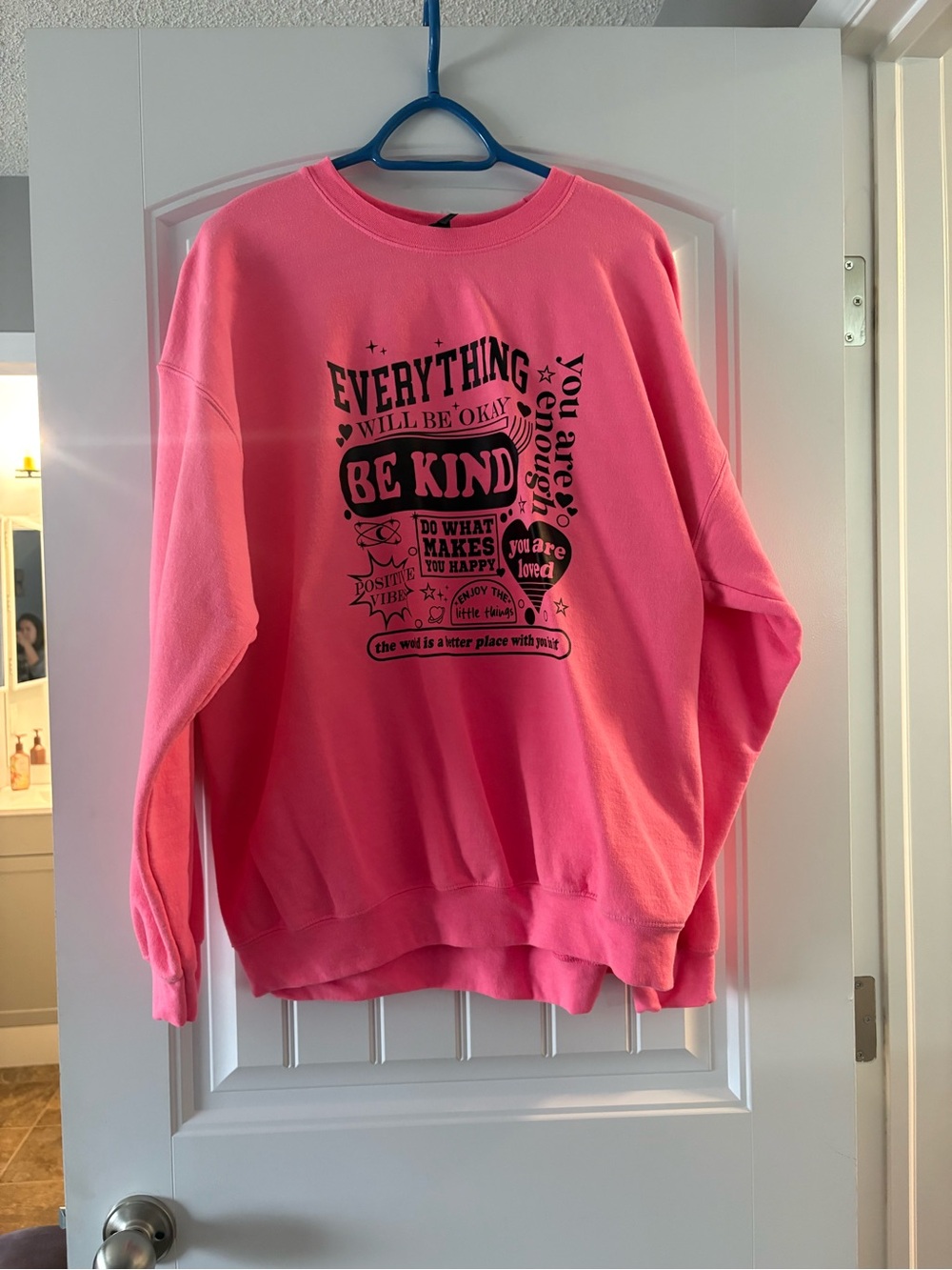 Bright Pink 'Be Kind' Graphic Crewneck Sweatshirt